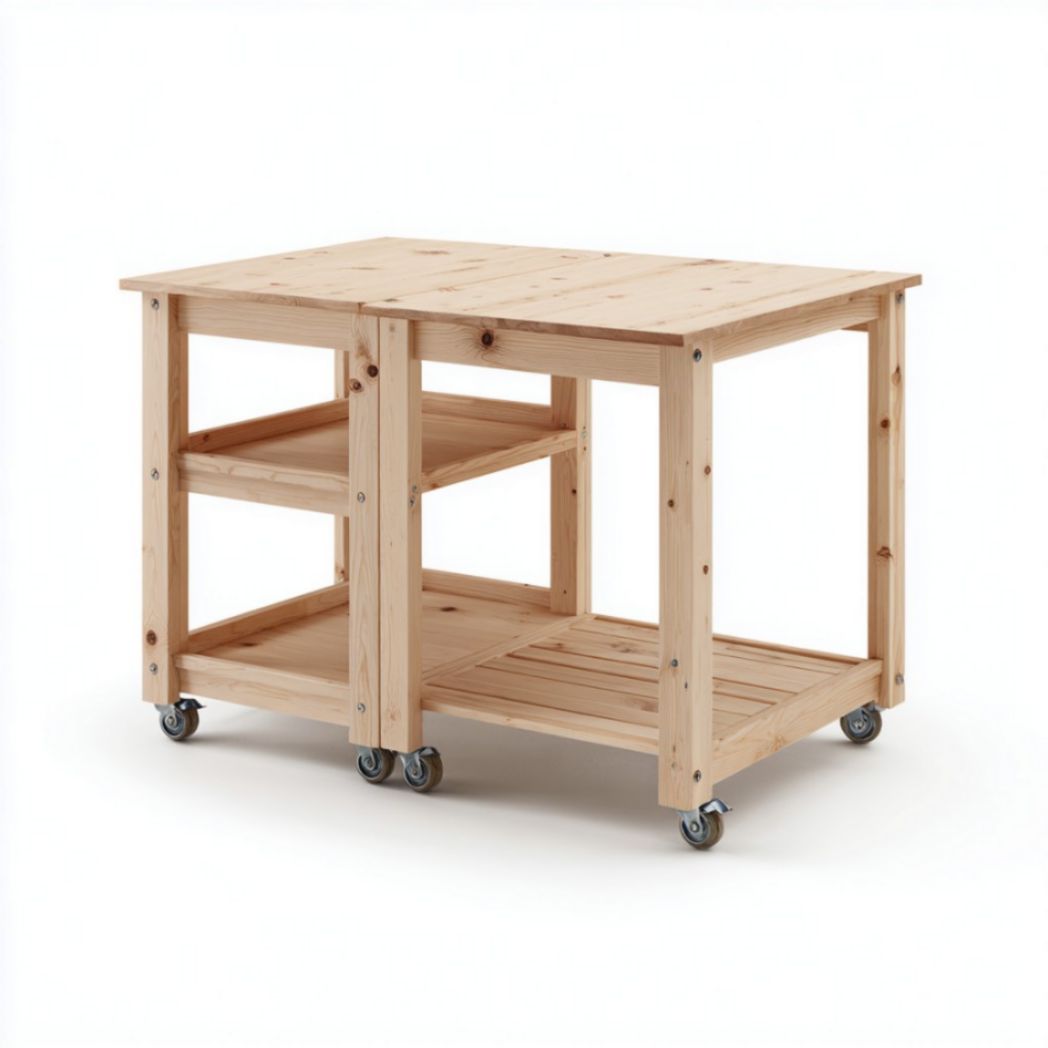 Keukenwagen van hout en metaal voor gebruik in de keuken - 80 x 45 x 75cm