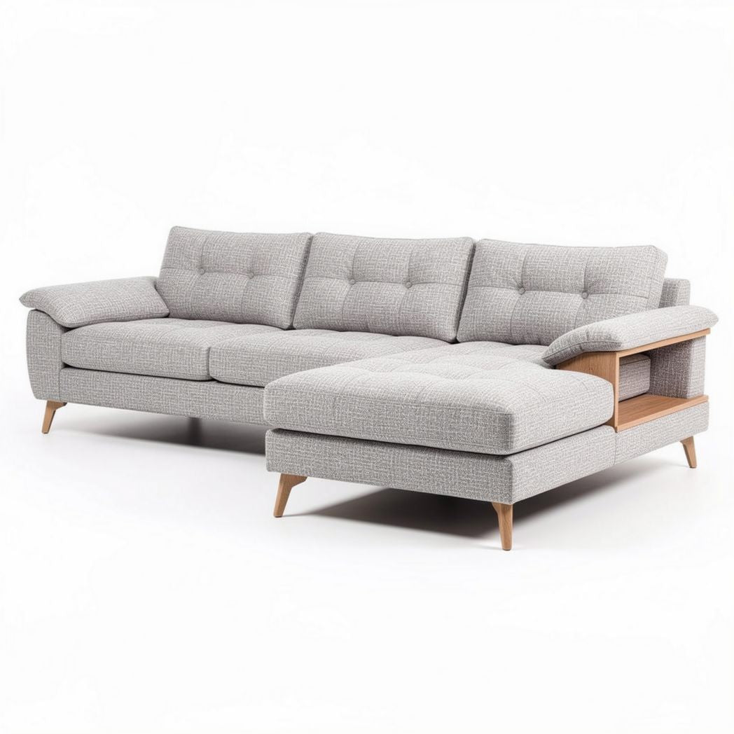 Hoekbank van stof voor de woonkamer met chaise longue - 200 x 90 x 85cm